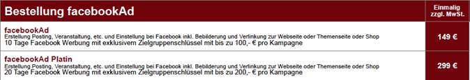 Preisliste Facebook Werbung Preisliste Facebook Werbung