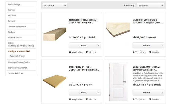 Partner-Onlineshops powered by MDH: Onlineshops für B2C und B2B mit holzhandelsspezifischen Plugins und Add-ons Partner-Onlineshops powered by MDH: Onlineshops für B2C und B2B mit holzhandelsspezifischen Plugins und Add-ons